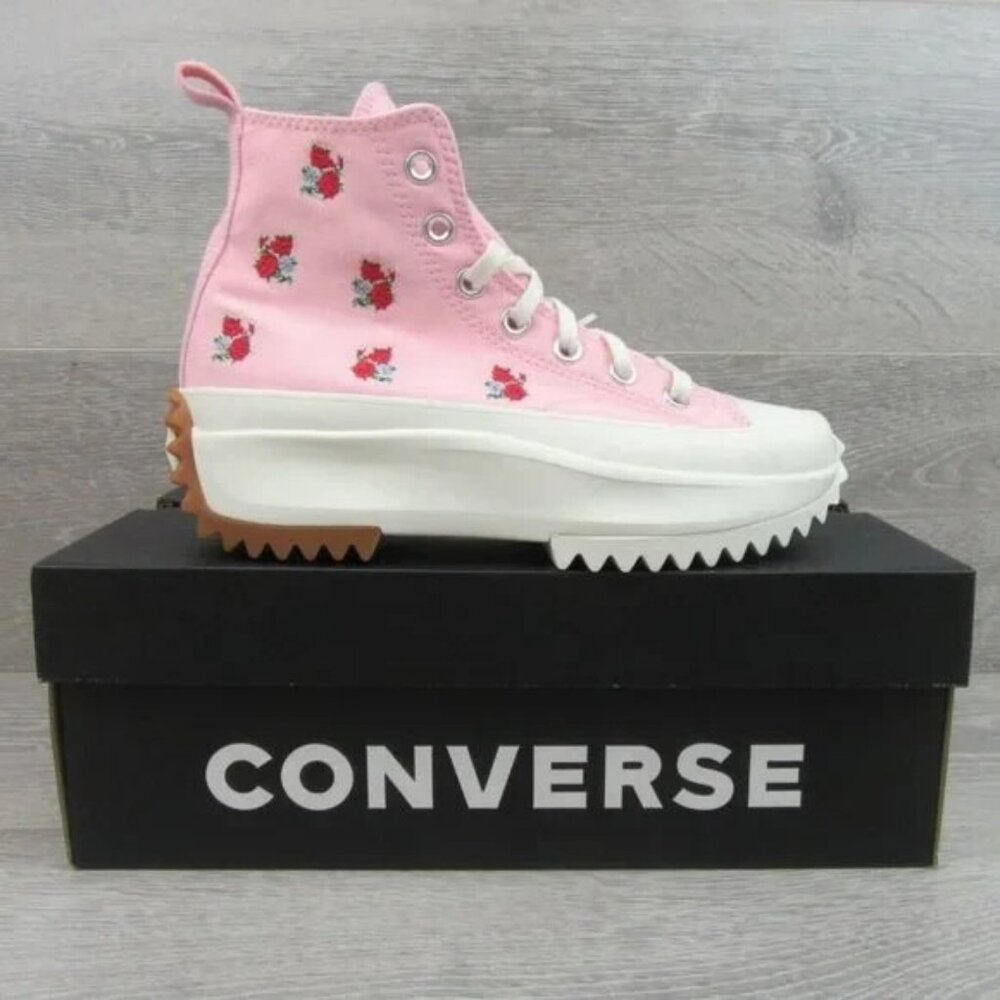 Converse Run Star Hike HI Platform Women's Size 9.5 Pink Red Roses NEW A05192C - Picture 2 of 14